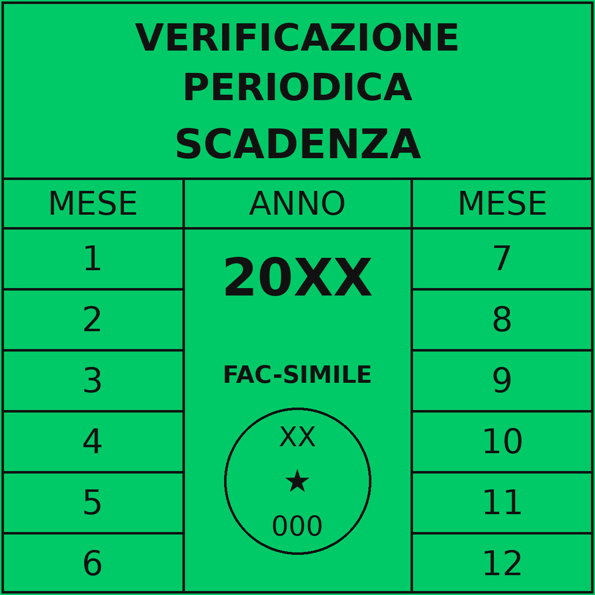 Fac-simile del contrassegno verde di verificazione periodica