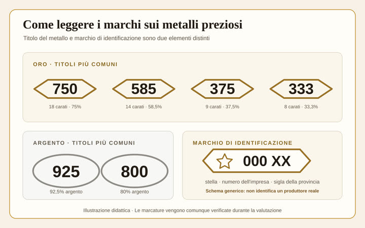 Schema dei titoli di oro e argento